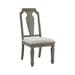 Set of 2 Weathered Beige Linen Oak Finish Side Chair, with Nailhead Trim, Armless Chair, with Style Legs and Back Design