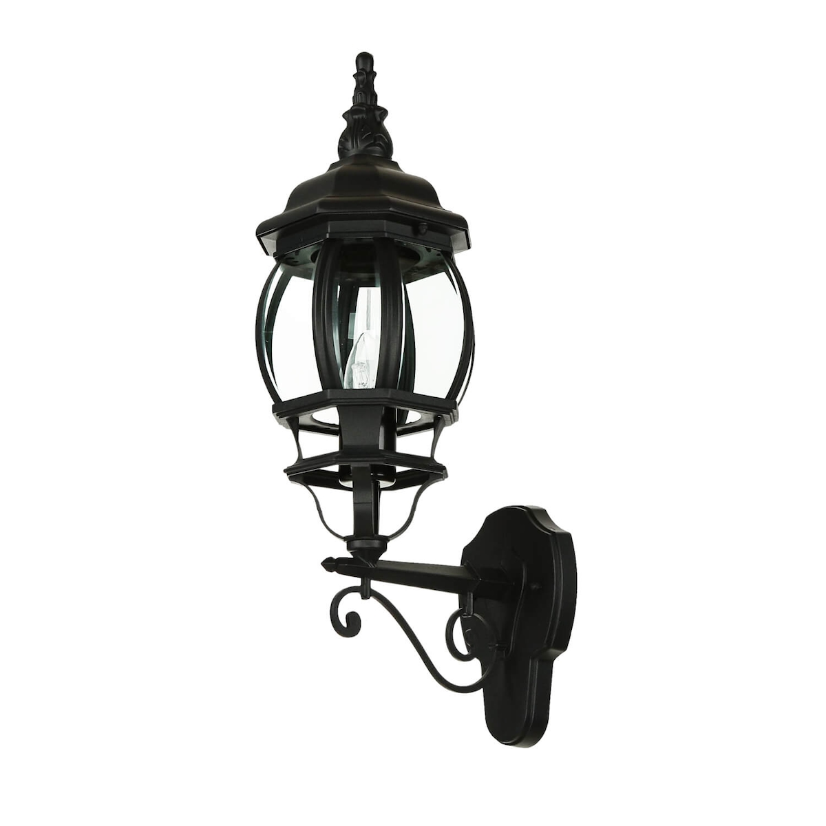 Licht-Erlebnisse Außenwandleuchte BREST Aluminium Glas Vintage Design Landhaus wetterfest E27 Rustikale Wandlampe Balkon Haus Hof, 3381black Image