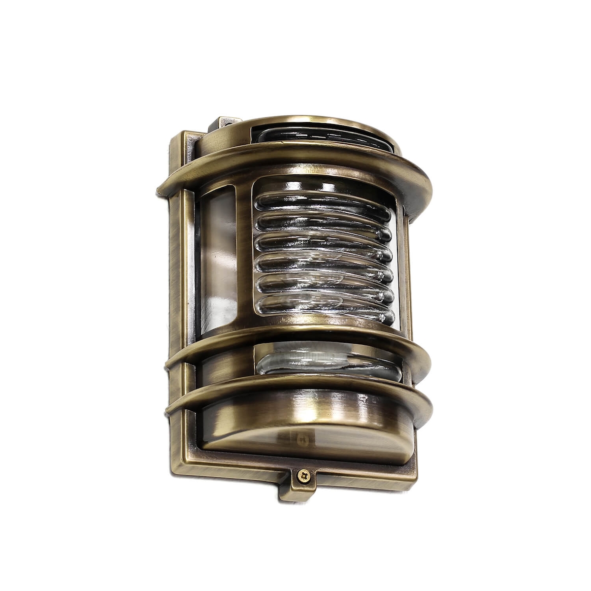 Licht-Erlebnisse Außenwandleuchte GRACIA aus Messing Riffelglas Antikes Design 100% rostfrei Wandlampe Haus Balkon Terrasse, LI2/1/022 Image