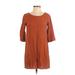 American Apparel Casual Dress - Shift: Orange Solid Dresses - Women's Size X-Small