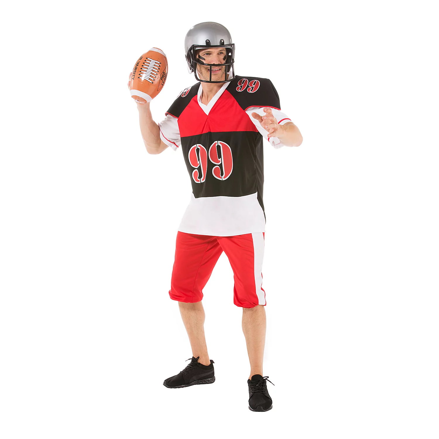 Footballer-Kostüm, rot/schwarz Image
