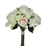 Admired By Nature GPB8359-CM - GN 9 Stems Artificial Rose & Hydrangea Mixed Bouquet Cream & Green