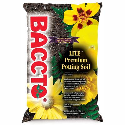 Michigan Peat Baccto Lite Premium Indoor Outdoor Potting Soil, 40 qt / 35 lb Bag