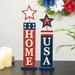 Glitzhome Set of 2 Wooden Patriotic/Americana Firecracker Table Sign