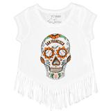 Girls Youth Tiny Turnip White San Francisco Giants Sugar Skull Fringe T-Shirt