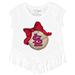 Girls Toddler Tiny Turnip White St. Louis Cardinals Baseball Bow Fringe T-Shirt