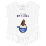 Girls Youth Tiny Turnip White Texas Rangers Sundae Helmet Fringe T-Shirt