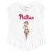 Girls Youth Tiny Turnip White Philadelphia Phillies Triple Scoop Fringe T-Shirt