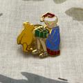 Disney Jewelry | Disney Vintage Pooh And Christopher Robin Christmas Pin | Color: Red/Yellow | Size: Os