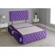 Crushed Velvet Chesterfield Divan Bed with Matching Footboard - Base Only No Mattress Include (Purple, 3FT - 2 Drawers Right Hand Side Facing)