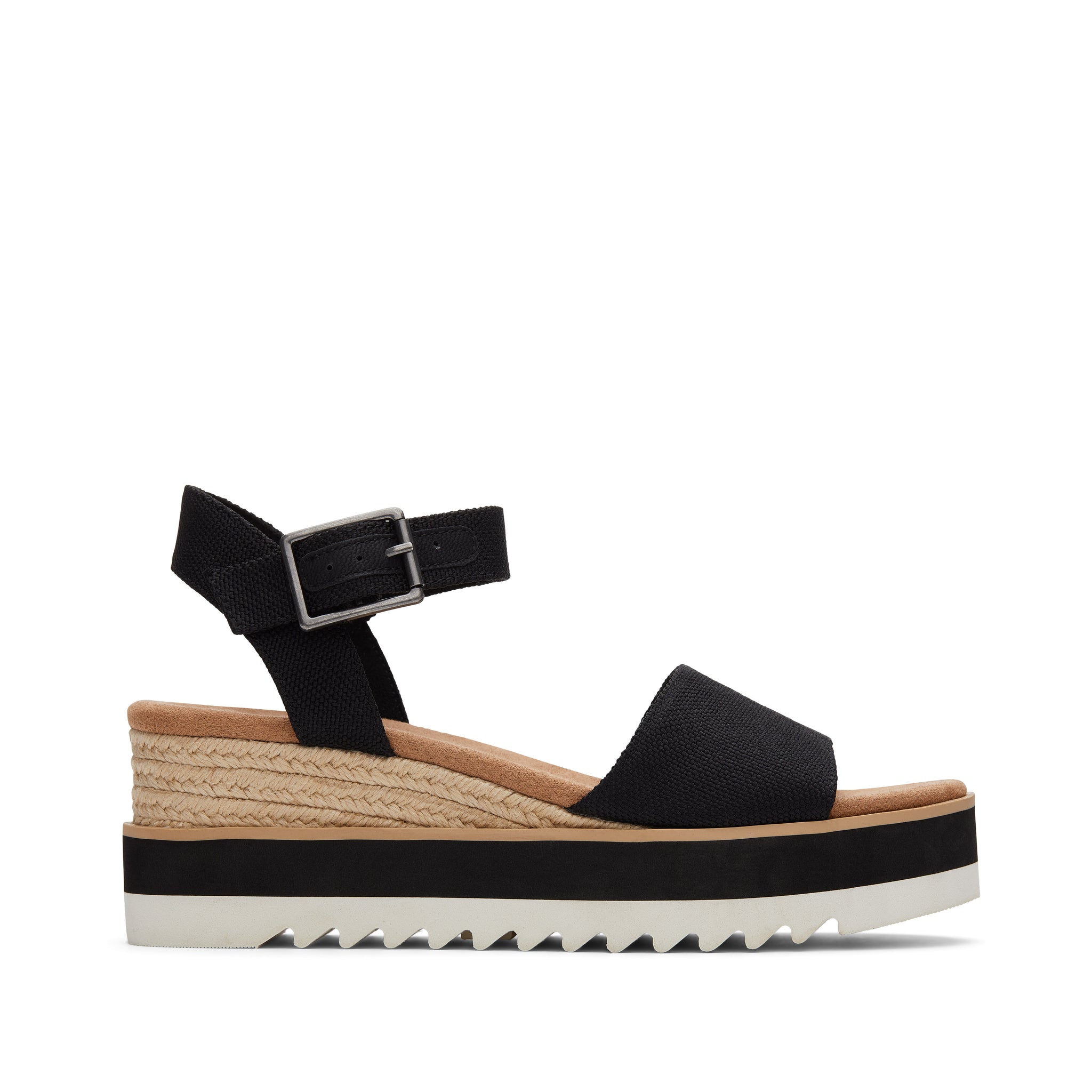 Womens Platform Espadrille Canvas Shoes Tassel Closed Toe Cutout Comfort Flat Sneakers Slip On Wedges Shoes Black, US:6