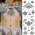 Autocollants de tatouage temporaire de fleur de mandala noir art corporel sexy faux tatouage