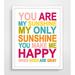 Finny and Zook You Are My Sunshine My Only Sunshine Personalized Paper Print in Blue/Orange/Pink | Wayfair P00