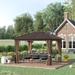 Outsunny 10' x 12' Outdoor Hardtop Gazebo Metal Roof Patio Gazebo with Aluminum Frame, Mesh Netting, Curtains, Brown