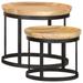 vidaXL Round Side Tables 2 pcs Solid Mango Wood and Steel - 20.9" x 17.3"