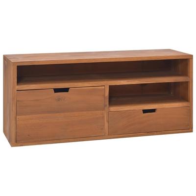 vidaXL TV Cabinet 35.4"x11.8"x15.7" Solid Teak Wood - 35.4" x 11.8" x 15.7" - 35.4" x 11.8" x 15.7"