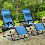 AOOLIMICS Oversized Folding Zero Gravity Chairs With Side Tray, Reclining Chaise Lounge(2-pack)