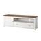 Meuble TV 1 porte 1 tiroir 181 cm stratifiés beige et blanc