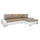 Canapé d'angle convertible droit 4 places beige et blanc