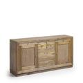 Buffet en bois de mindi beige 4 tiroirs 3 plateaux L 160 cm