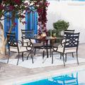 Lark Manor™ Alyah Square 4 - Person 37" Long Outdoor Dining Set w/ Cushions Metal in Black | 37 W x 37 D in | Wayfair