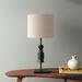 Wade Logan® Bakasura 28" Table Lamp Solid Wood/Fabric in White/Black | 28 H x 13 W x 13 D in | Wayfair E51CD60EBFCB421087D5FB7D5B79391C