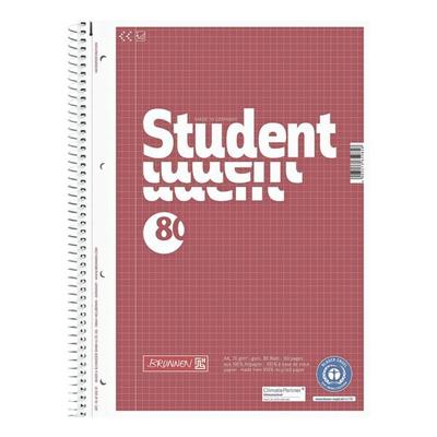 Brunnen Collegeblock »Student« A4 kariert, Recyclingpapier rot Image