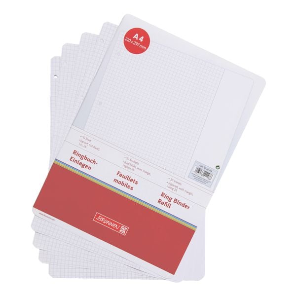 Brunnen Ringbucheinlage mit Rand A4 kariert weiß Image