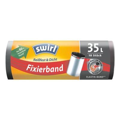 Swirl 10 Müllbeutel mit Fixierband 35 l schwarz, 63.5 cm