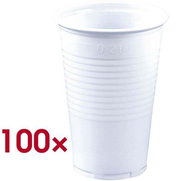 Papstar 100er-Pack Einweg-Trinkbecher 0,2L weiß weiß, 9.9 cm Image