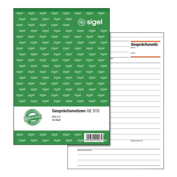 Sigel Formularvordrucke »Gesprächsnotiz« GE515 weiß, 14.8x21 cm Image