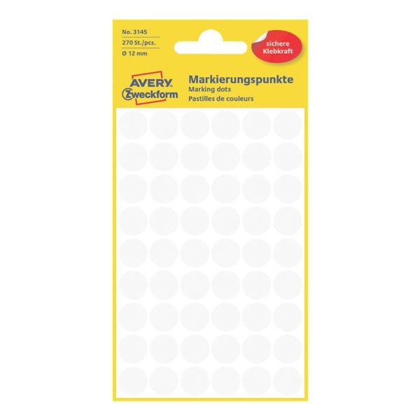 Avery Zweckform Avery Zweckform Markierungspunkte - 12 mm Ø - selbstklebend weiß Image