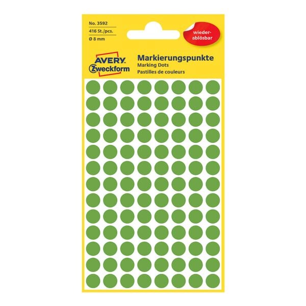 Avery Zweckform Markierungspunkte 8mm wiederablösbar grün Image