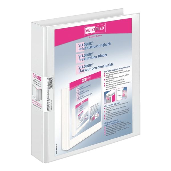 Veloflex Präsentationsringbuch (4 Ringe) bis 300 Blatt A4 »VELODUR® 41481« weiß, 27.3x31.5 cm Image