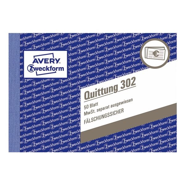 Avery Zweckform Formularbuch »Quittung, MwSt. separat mit Netto-Brutto« - 1-fach weiß, 14.8x10.5 cm Image