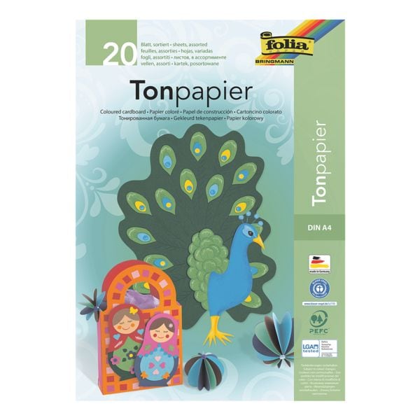 folia Tonpapier 130 g/m² 10 Farben A4 20 Blatt