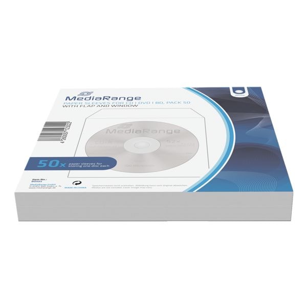 MediaRange 50er-Pack CD-Papierhüllen weiß, 12.4x12.4 cm Image