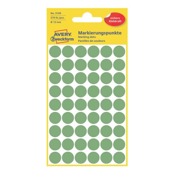Avery Zweckform Avery Zweckform Markierungspunkte - 12 mm Ø - selbstklebend grün Image