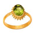 Spring Brilliance,'Oval Peridot Cocktail Ring in 18K Gold Plating'