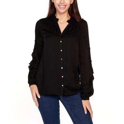 Marled Womens White Pleated V-Neck Shirt Blouse Top L BHFO 2408 