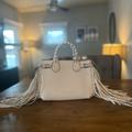 Burberry Bags | Authentic Burberry Mini Banner White Leather Studded Fringe Purse *Final Price* | Color: White | Size: 8.7” X 4.7” X 6.7”