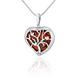 AMBEDORA, Women's Necklace Heart with Tree of Life, Oxidized Sterling Silver, Heart Baltic Amber in Cognac Colour, Silver Pendant with Chain