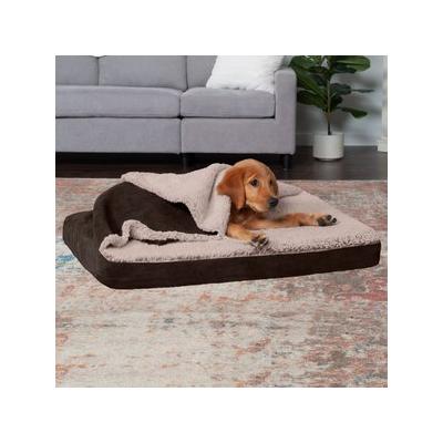 FurHaven Berber & Suede Blanket Top Cooling Gel Cat & Dog Bed, Espresso, Medium