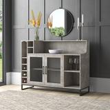 Mercury Row® Wakeland Console Bar Cabinet w/ Wine Storage Wood in Gray/Black | 36.6 H x 15.7 D in | Wayfair 53EA7E07E3094F99A68323699054372D