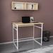 Latitude Run® Hussum Modern Desk Wood/Metal in Brown/Gray | 29.5 H x 35.4 W x 23.6 D in | Wayfair CE25E9D620F3479190CE494BFCE9CB83