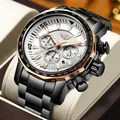 LIGE grand cadran hommes montres sport chronographe Quartz montre-bracelet Top marque de luxe