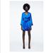 Zara Dresses | Blue Zara Satin Effect Wrap Dress | Color: Blue | Size: Xs