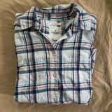 American Eagle Outfitters Tops | American Eagle Boyfriend Fit Plaid Button Down Shirt | Color: Blue/White | Size: S