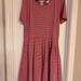 Lularoe Dresses | Lularoe Amelia Dress Xl Pink With White Stripes | Color: Pink | Size: Xl