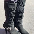 Michael Kors Shoes | Michael Michael Kors Women's Black Suede Knee High Leather Heeled Boots Size 9m | Color: Black | Size: 9